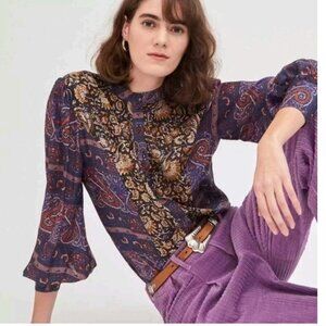 Antik Batik Keith Printed Silk Blouse Size Small